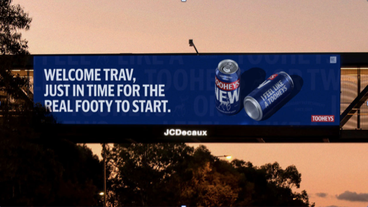 TOOHEYS SUSPECTS Travis Kelce IS ACTUALLY HERE FOR NRL SEASON START IN LATEST OOH FROM THINKERBELL