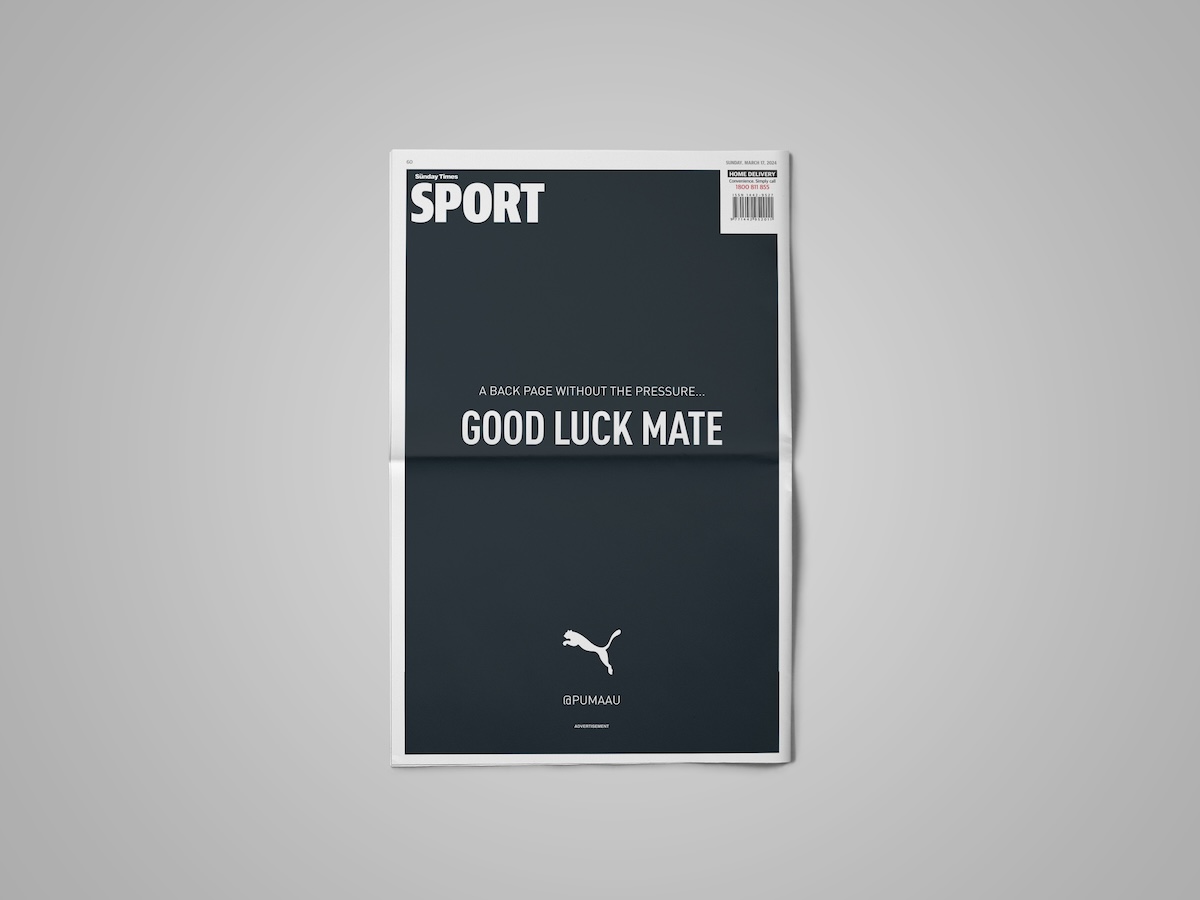 PUMA Australia gets the footy world talking with unique back page takeover via Bursty