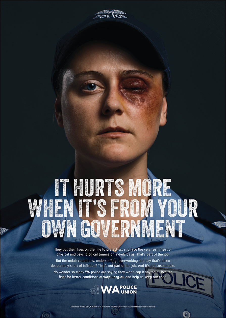 New ‘Cop Enough’ campaign for WA Police Union via kwpx&partners Perth hits hard