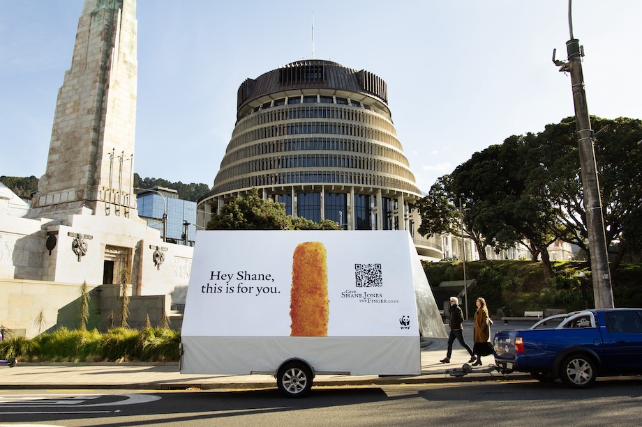 Kiwis urged to give Shane Jones the finger in new WWF campaign via The Monkeys Aotearoa