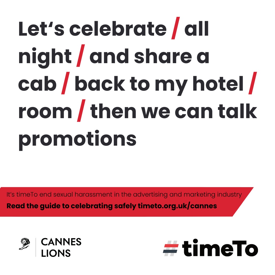 Cannes Lions and timeTo launch campaign and guide to tackle sexual harassment at festival