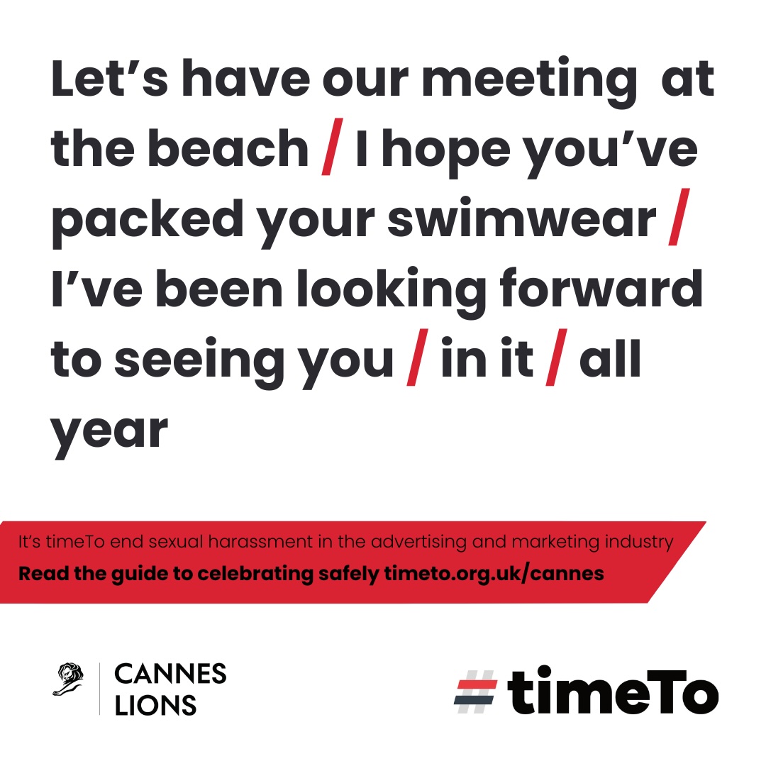 Cannes Lions and timeTo launch campaign and guide to tackle sexual harassment at festival