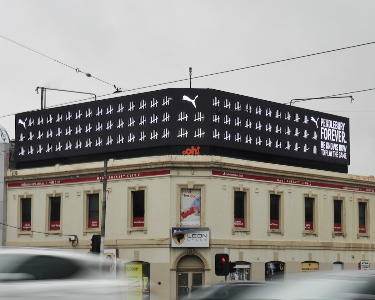 PUMA celebrates footy star Scott Pendlebury’s 400th AFL game with new billboard via Bursty