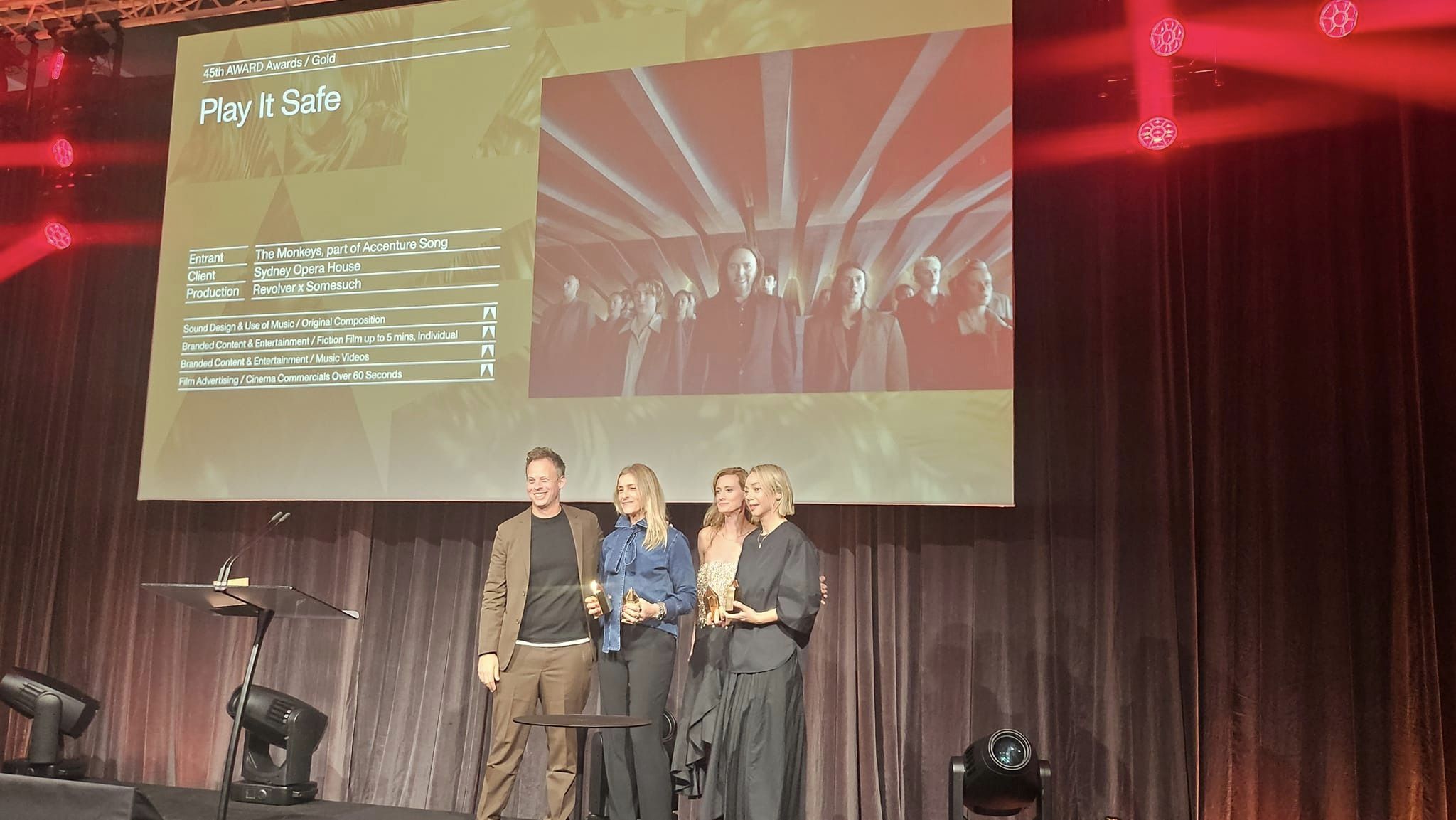 The Monkeys Sydney crowned Individual Agency of the Year at the 45th annual AWARD Awards; The Monkeys named Network of the Year; Revolver takes out Production Company of the Year title