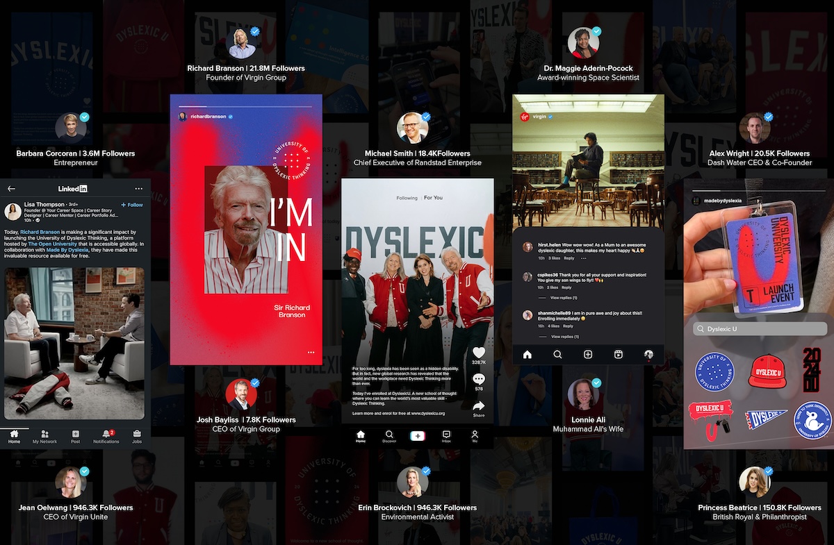 DDB Group Melbourne, Adam&EveDDB and Collider partner up with Sir Richard Branson, Virgin and Made By Dyslexia to launch the world’s first University of Dyslexic Thinking – DyslexicU