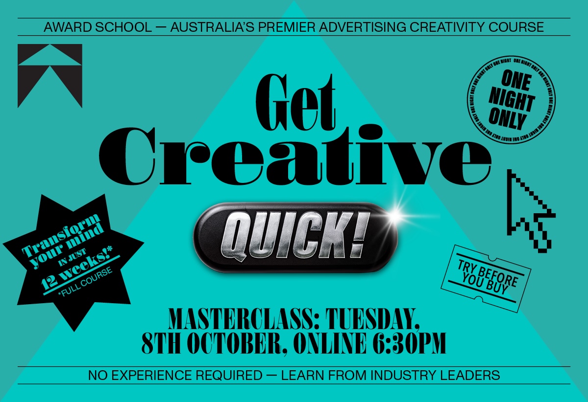 AWARD School to host free ‘Get Creative Quick’ masterclass: Tues 8 Oct, 6:30pm-7:30pm via Zoom