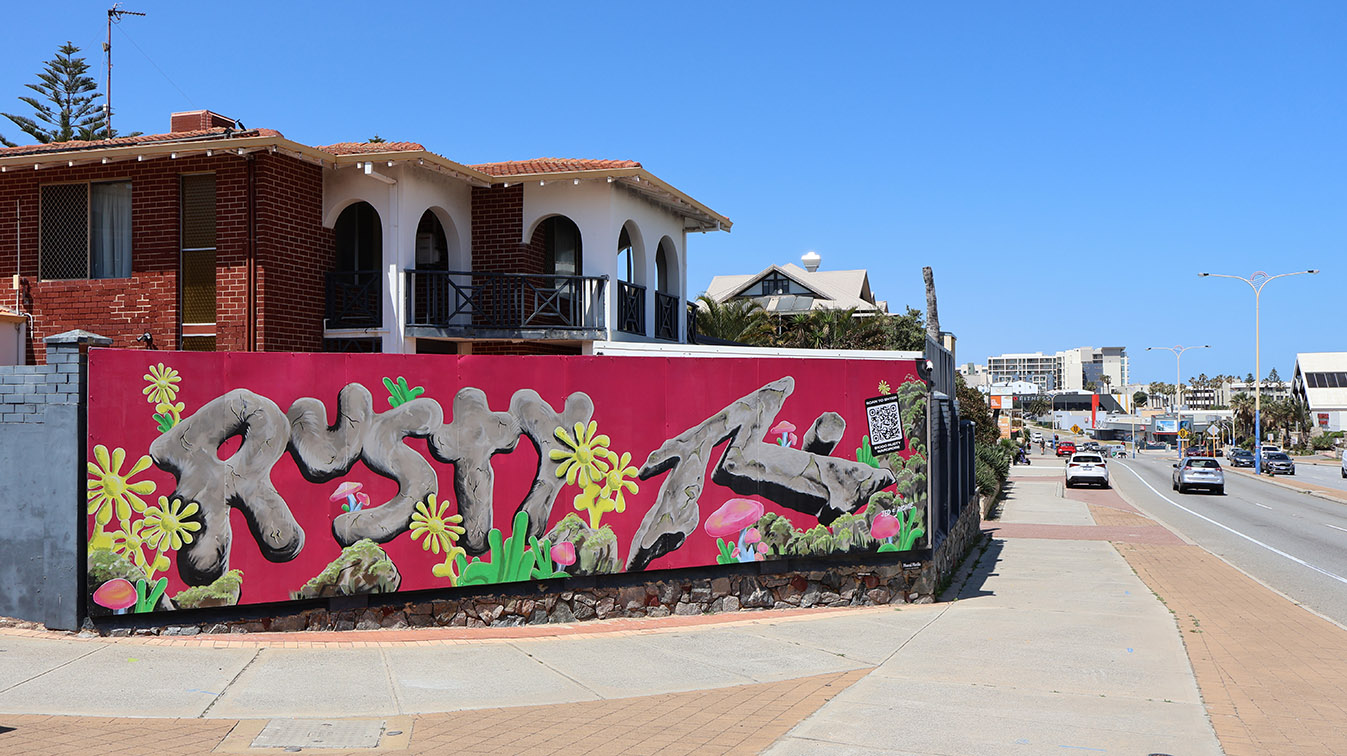 Mural Media creates an evolving mural along WA’s surf coastline for Rusty Australia