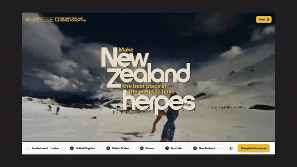 NZHF challenges the nation to become the best place in the world to have herpes in new behaviour-change campaign via Motion Sickness