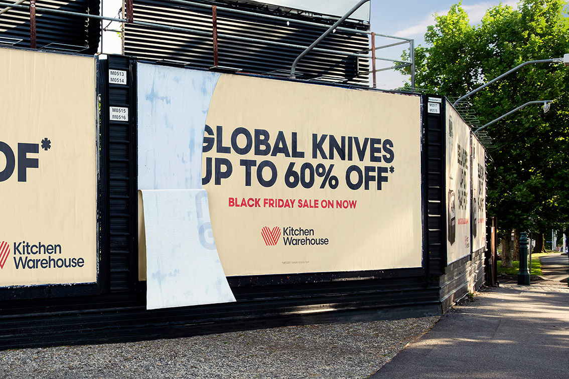 Kitchen Warehouse gives their products an unusual demo in OOH campaign for Black Friday