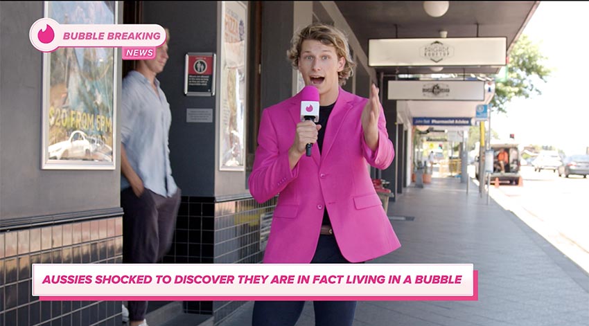 Tinder invites Aussies to “Break Out of Your Bubble” this summer with series of satirical “news reports” starring Aussie influencers
