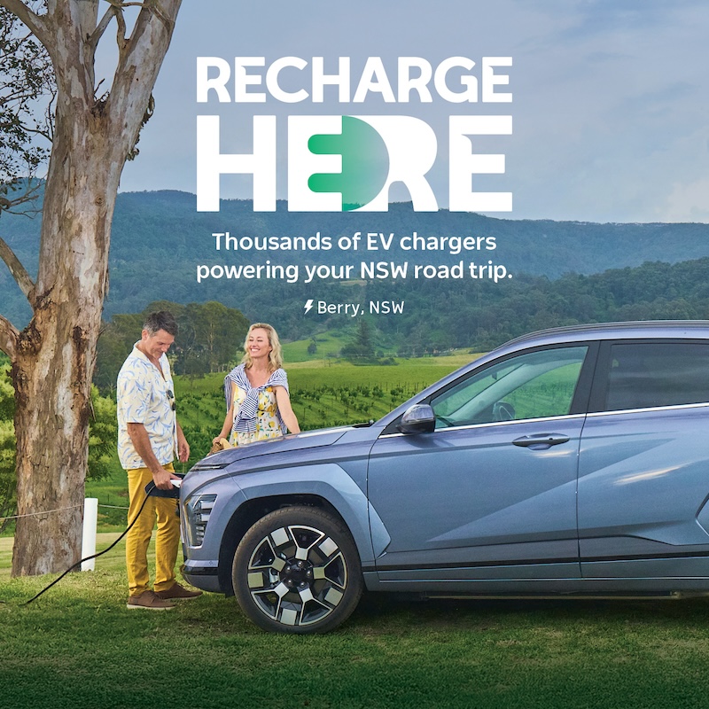 Destination NSW powers up EV-friendly road-tripping in new ‘Recharge Here’ campaign