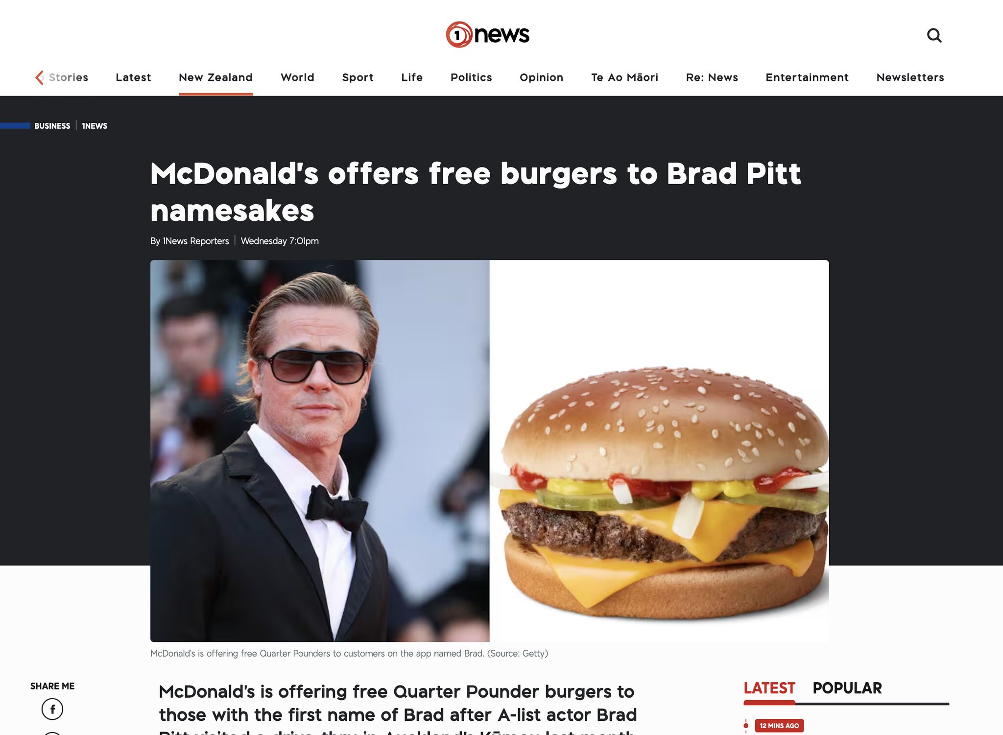 DDB Group Aotearoa turns Brad Pitt’s Kumeū Macca’s visit into nationwide shout for all Brads
