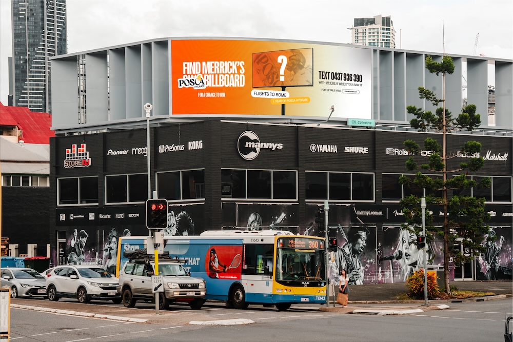 Comedian Merrick Watts Goes Rogue with a Billboard in Posca Hydrate’s Latest Campaign