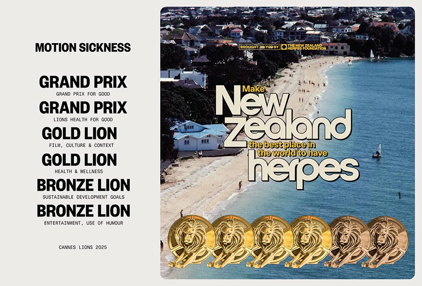 FINCH + Motion Sickness win Cannes Grand Prix for Good for New Zealand Herpes Foundation