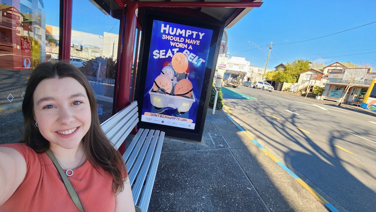QUT design graduate’s witty road safety message hits Queensland streets