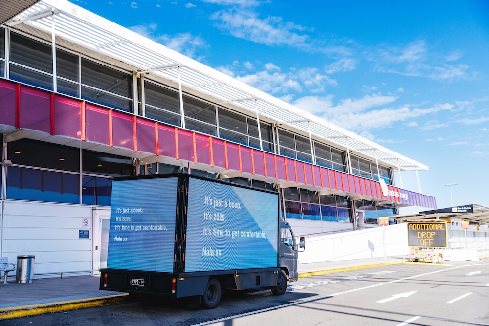 Nala takes a stand for breastfeeding mums with roaming billboard outside Virgin terminal