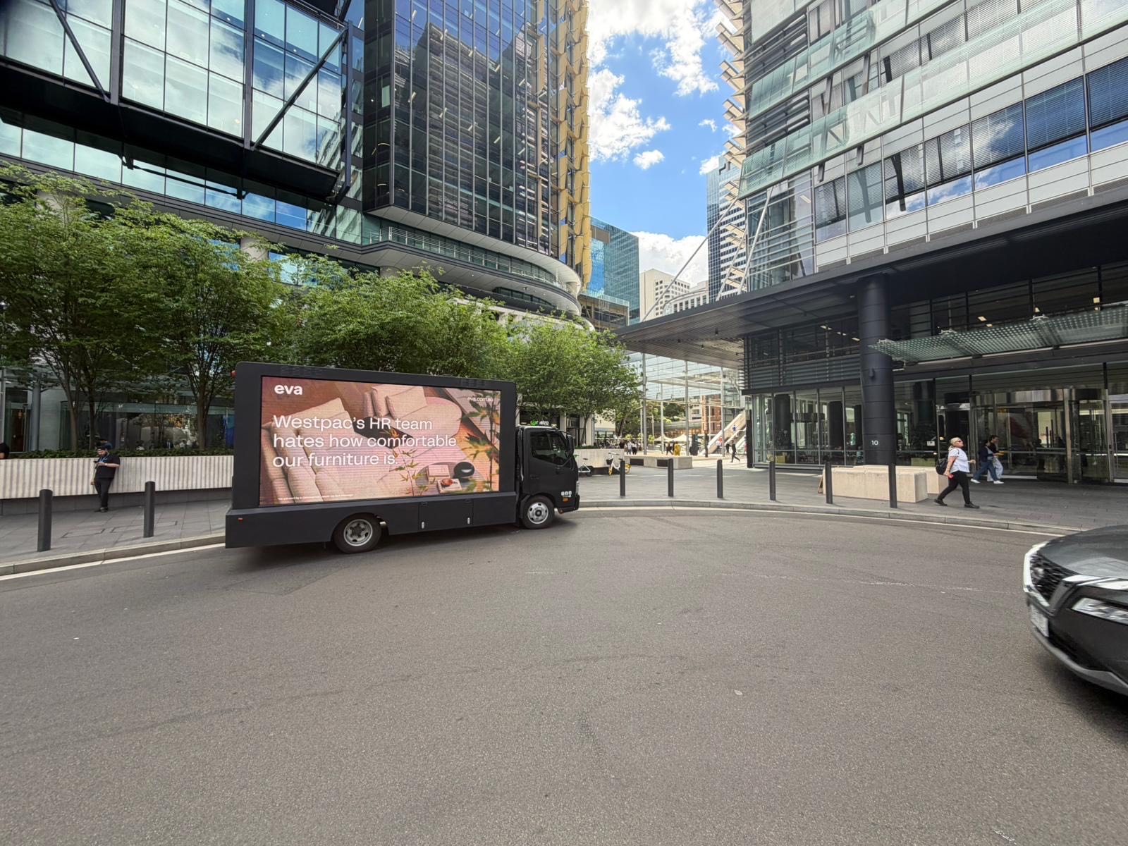 Aussie furniture brand Eva takes a cheeky swipe at Westpac in timely mobile billboard campaign
