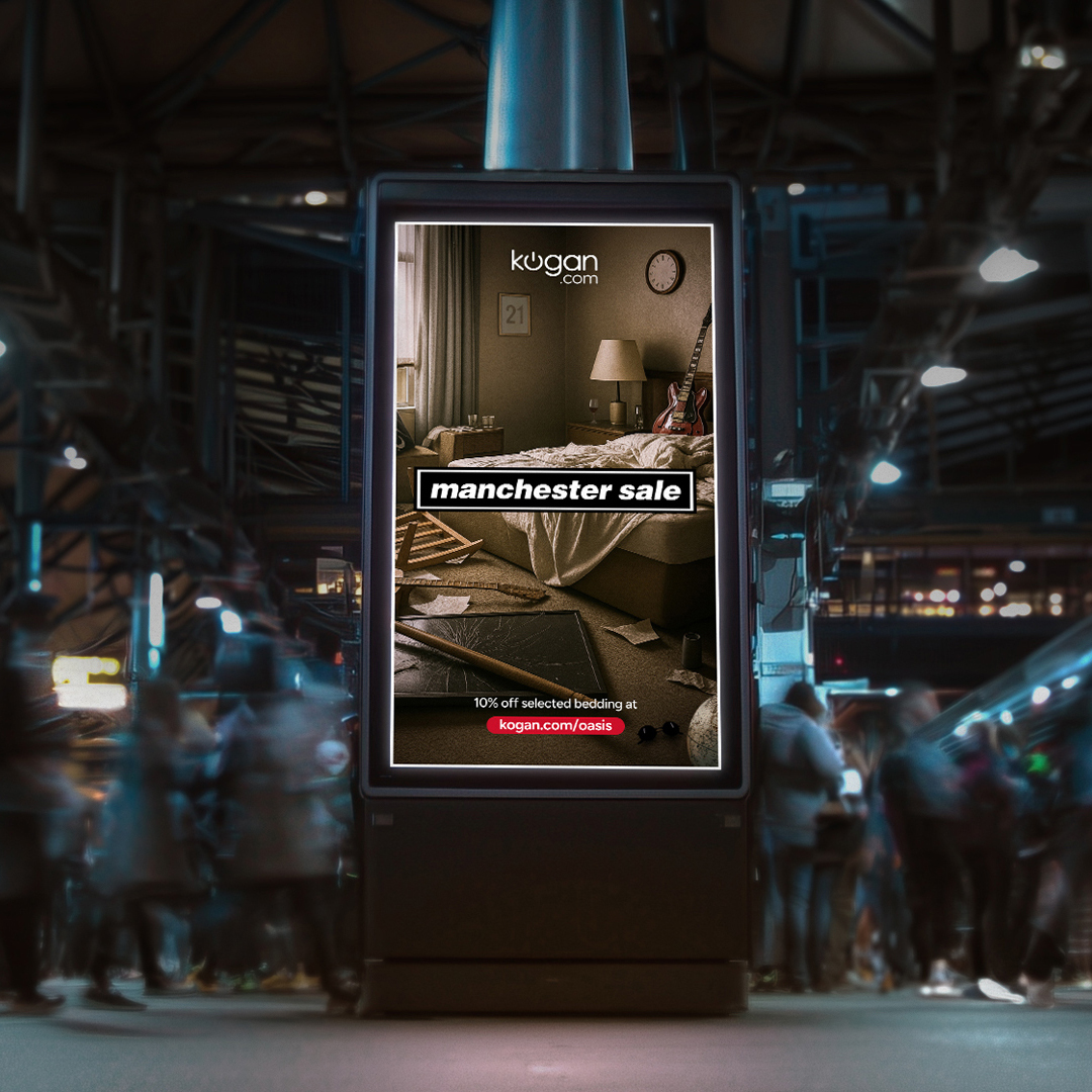 Kogan channels Oasis to promote ‘Manchester Sale’ in latest campaign via Thinkerbell