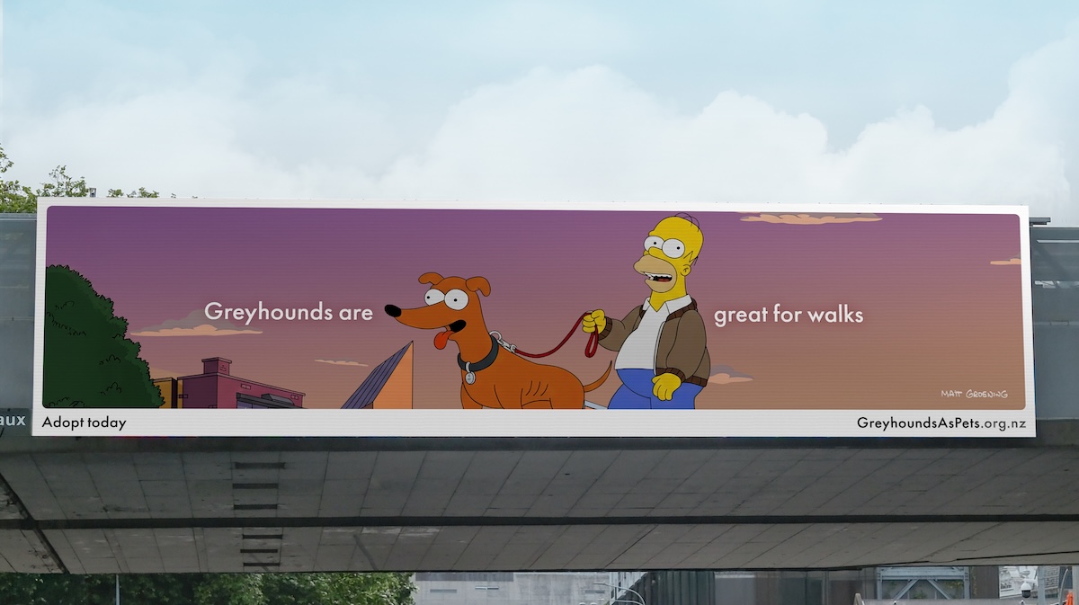 The Simpsons back NZ’s biggest dog rehoming in Greyhounds as Pets’ new campaign via Special NZ