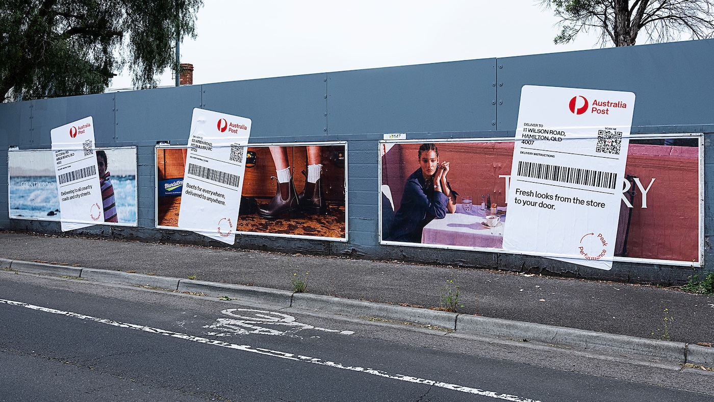 Australia Post turns its post label into an outdoor media moment via Thinkerbell