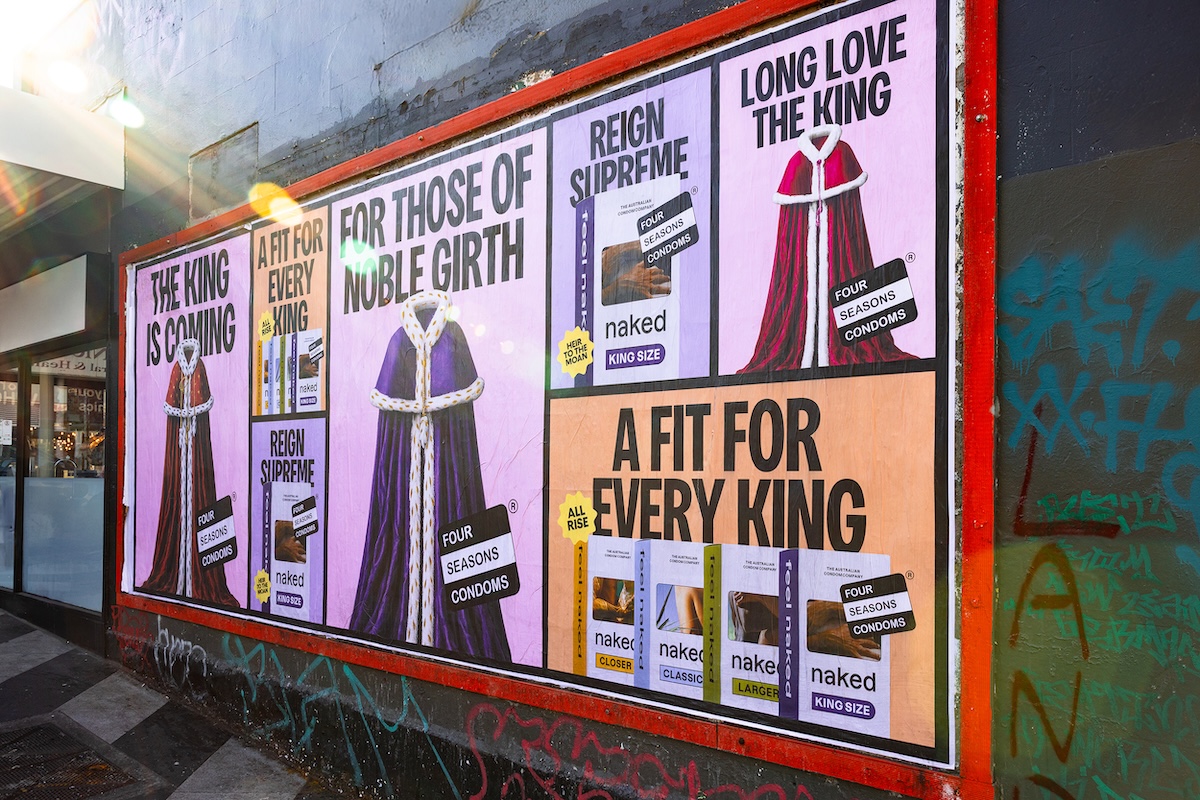 Four Seasons Condoms and 2045 launch ‘The King is Coming’ as royals arrive in Australia