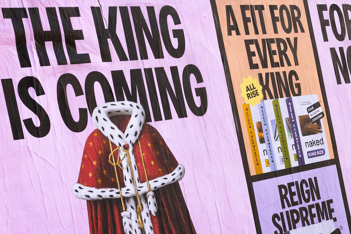 Four Seasons Condoms and 2045 launch ‘The King is Coming’ as royals arrive in Australia