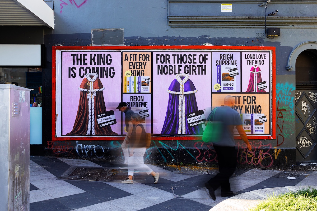 Four Seasons Condoms and 2045 launch ‘The King is Coming’ as royals arrive in Australia