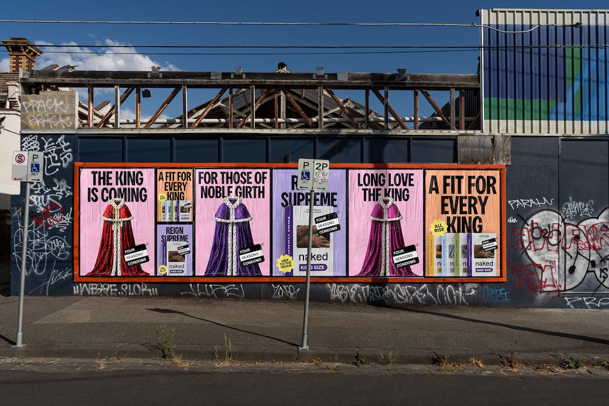 Four Seasons Condoms and 2045 launch ‘The King is Coming’ as royals arrive in Australia