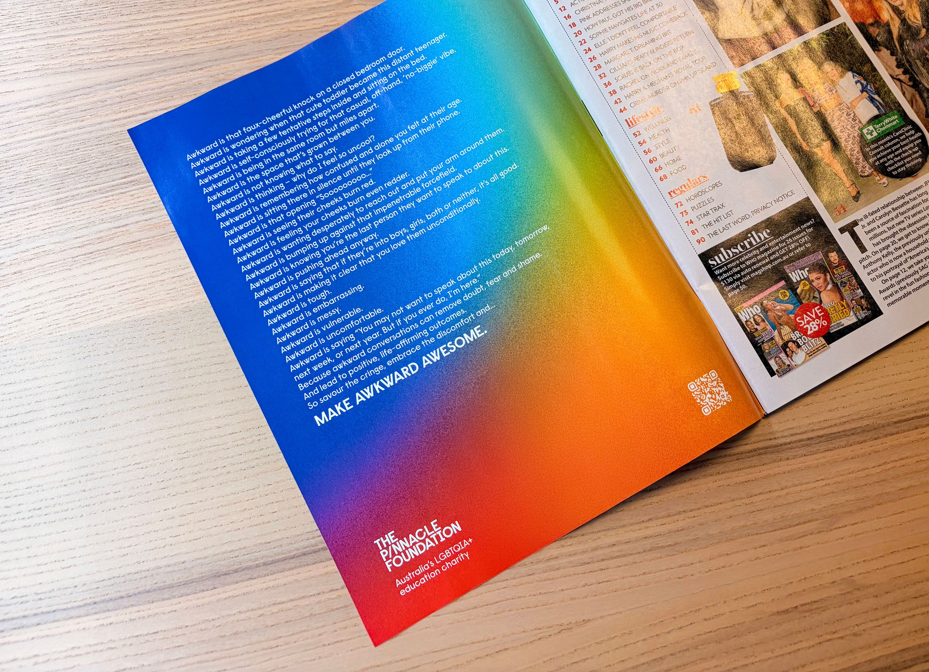Cocogun, UnLtd and Initiative run poignant new press ad for The Pinnacle Foundation, as part of ongoing ‘Make Awkward Awesome’ campaign