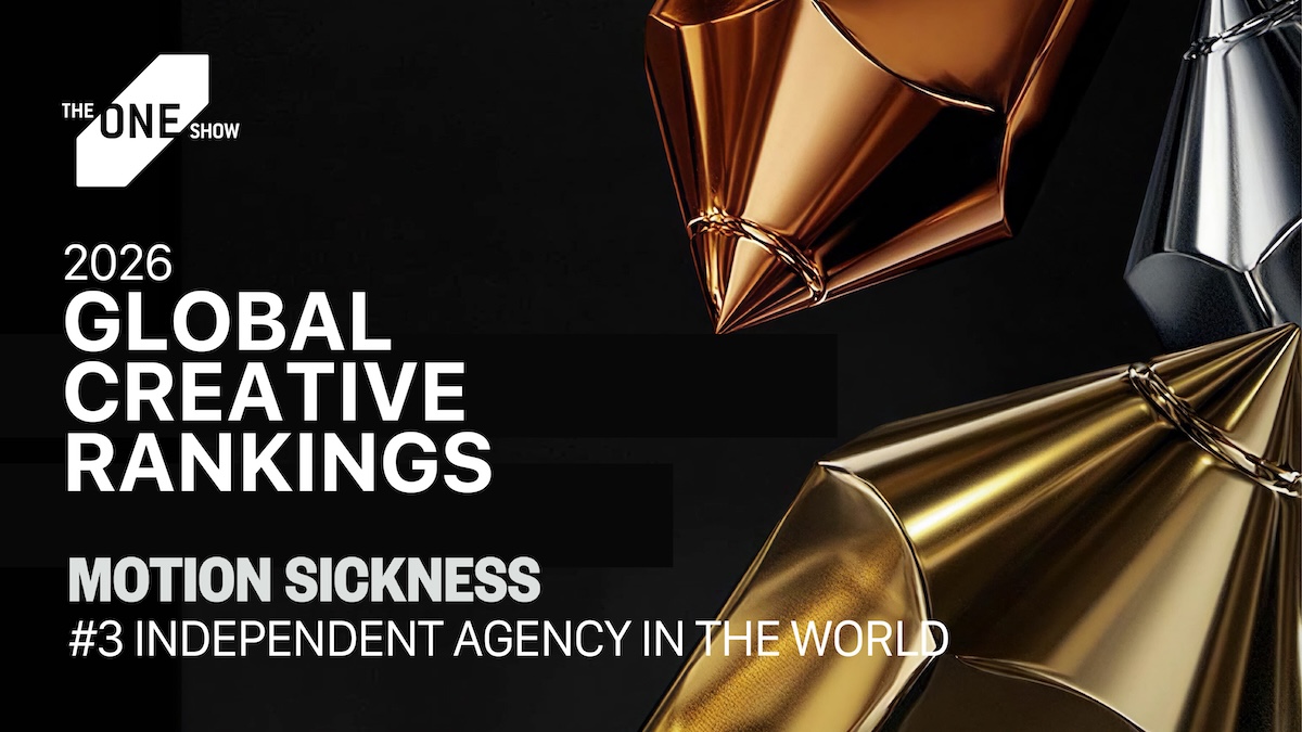 Motion Sickness ranked #3 independent agency in the world at The One Show; Takes #1 in APAC
