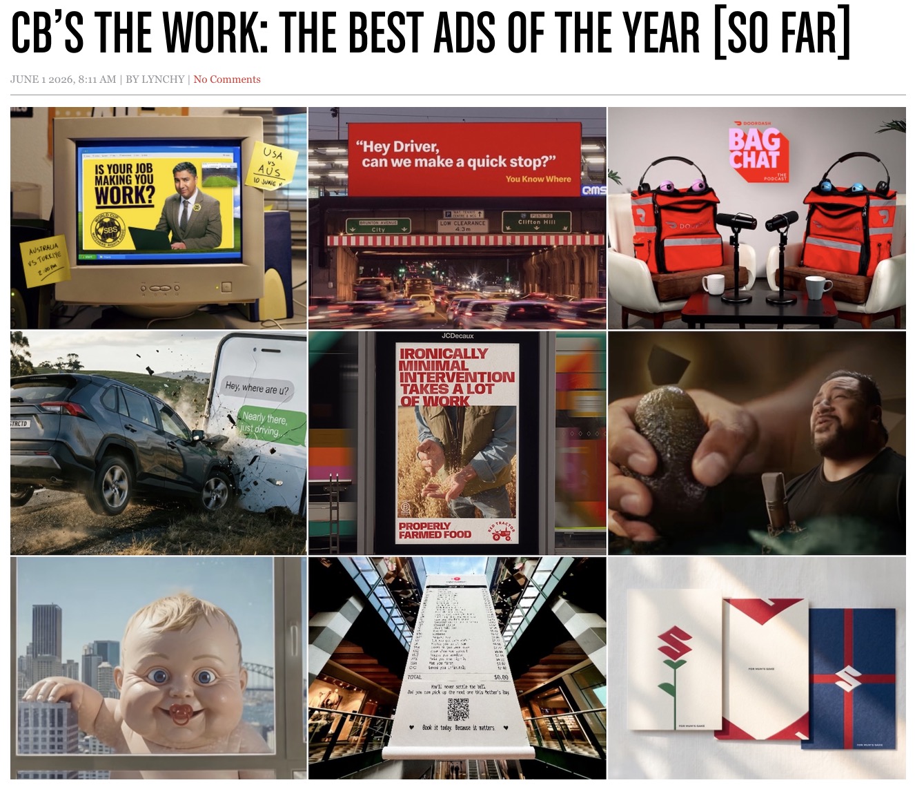 CB’s most viewed stories of 2026 [so far] Why Campaign Brief is #1 reaching creatives: #No paywalls #No annual membership fees