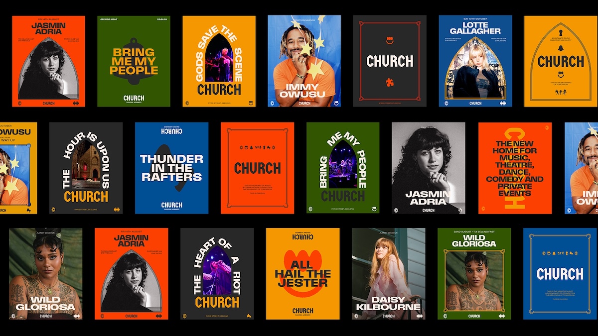 Geelong’s new live music and performance venue Church gets a bold new identity via 3Scoops