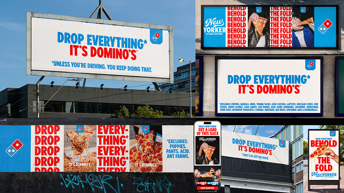 Domino’s asks Aussies+Kiwis to drop everything* in new campaign via Bureau of Everything